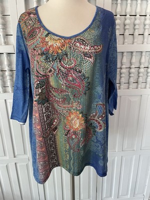 Catherine's women's plus 1XWP, 18/20WP beaded stretch casual travel blouse, a12
