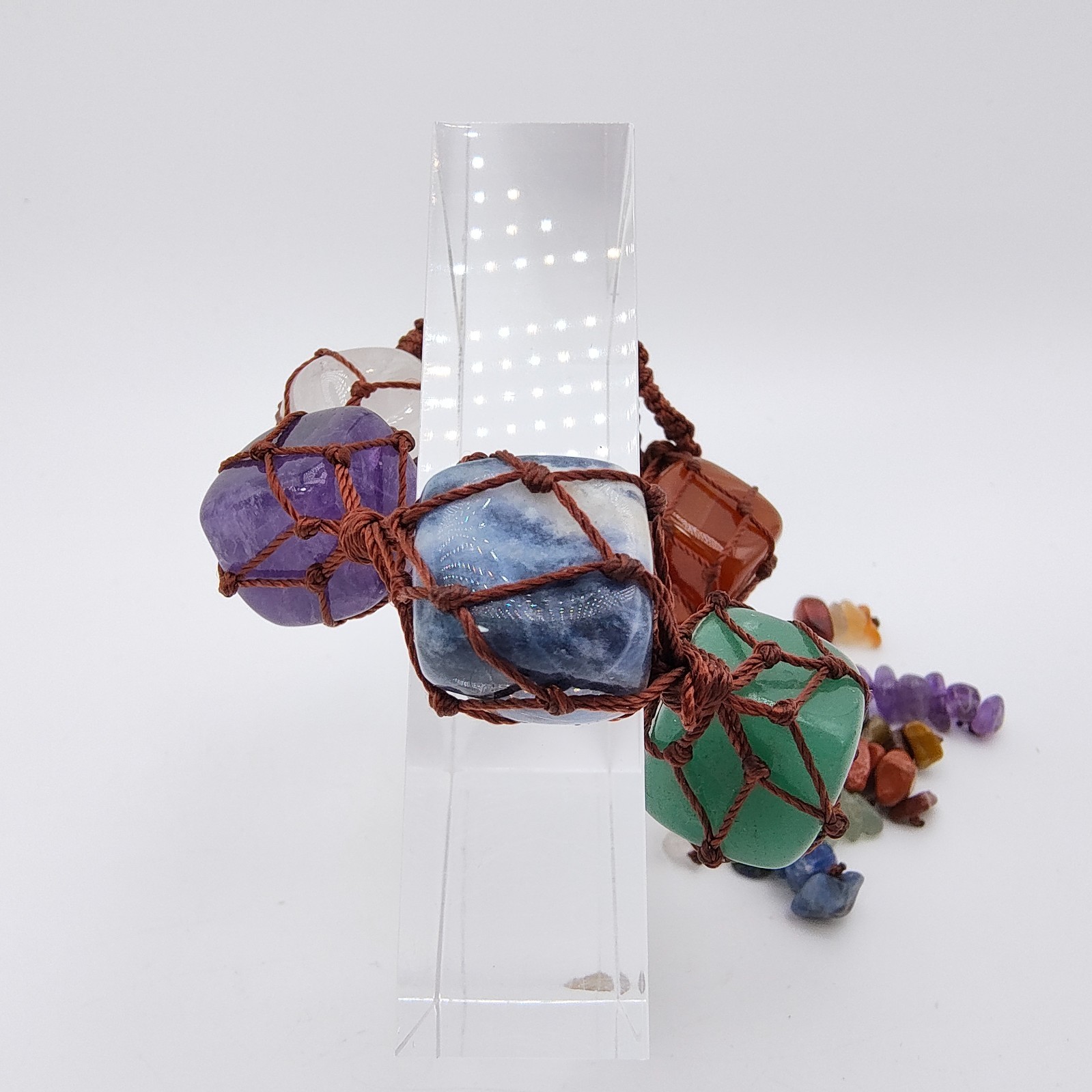 7 Chakra Macrame Statement Bracelet Boho Reiki He… - image 2