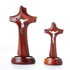 Estatuilla Cruz De Pie Estatua Cruz De Madera para Encimera Abrigos De Entrada