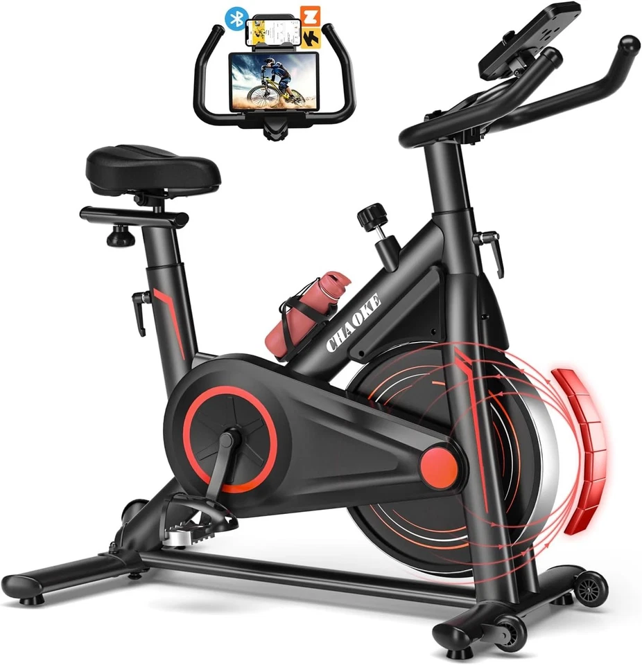 Profi UltraLeiser Ergometer Heimtrainer Fahrrad mit Magnetwiderstand,AppRot/Blau - Bild 2 von 4