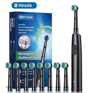 Brosse à dents électrique rotative 5 Modes Brosse à dents de profondeur avec tête de brosse 4/8