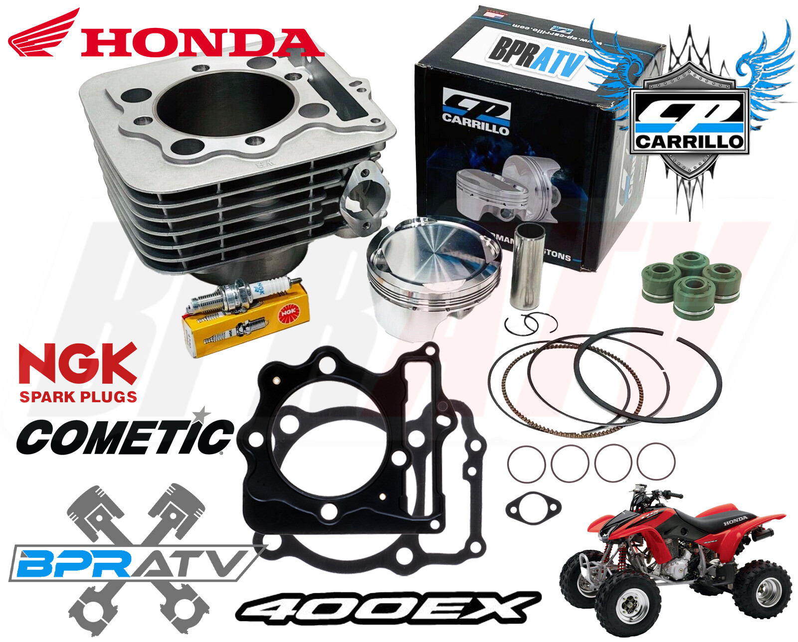 Honda 400EX 400X XR400 Top End Rebuild Kit CP 10:1 Piston Gaskets Cylinder NGK