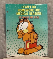 Vintage Garfield Mead Portfolio Folder Jim Davis Homework Makes Me Sick