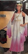 Fun World Cream Pink Gold Athena Greek Goddess Costume Dress Child L 12-14