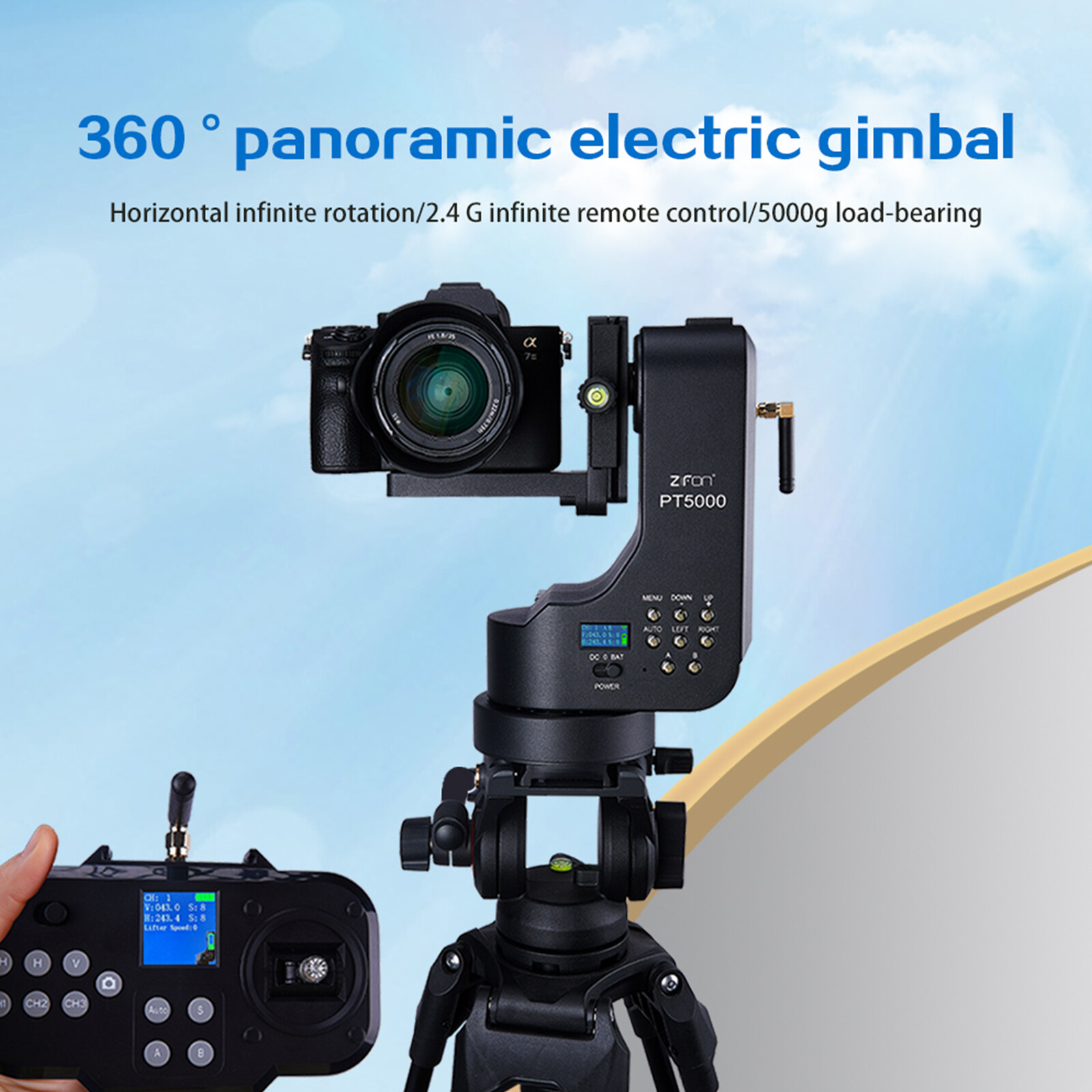 PT-5000 Dual Axis Electric Camera Remote Control with Cloud Platform for SLR and Phones