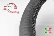 FOR PORSCHE CAYENNE 11-13 BLACK LEATHER STEERING WHEEL COVER DARK GREY STITCH