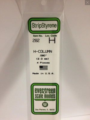 Evergreen EG282 - .080'' (2.0mm) Opaque White Polystyrene H - Column