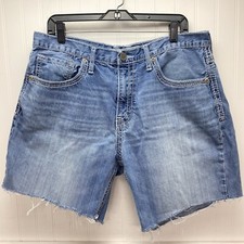 BKE Shorts Mens 36 Seth Cut Off Denim Blue Jean Short Distress Light Wash Buckle