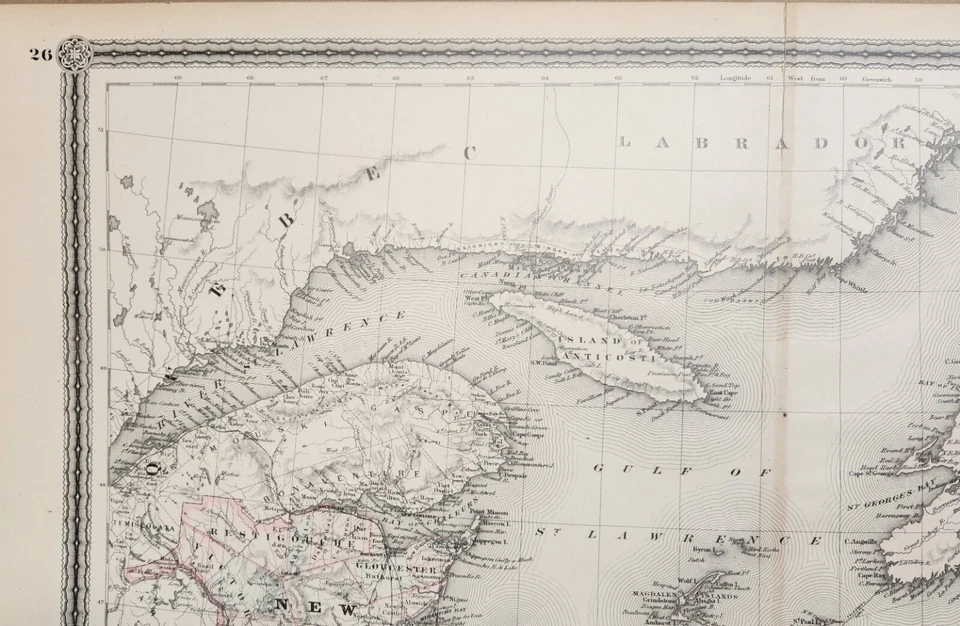 Authentic Antique 1867 Map, Brunswick and Nova Scotia of the Dominion of Canada - Image 2 of 4