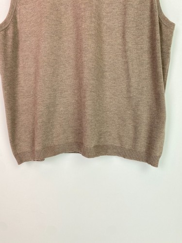 Saint Tropez Brown Sleeveless Knit Tank Top Ribbed Hem Crew Neck L - Picture 6 of 8