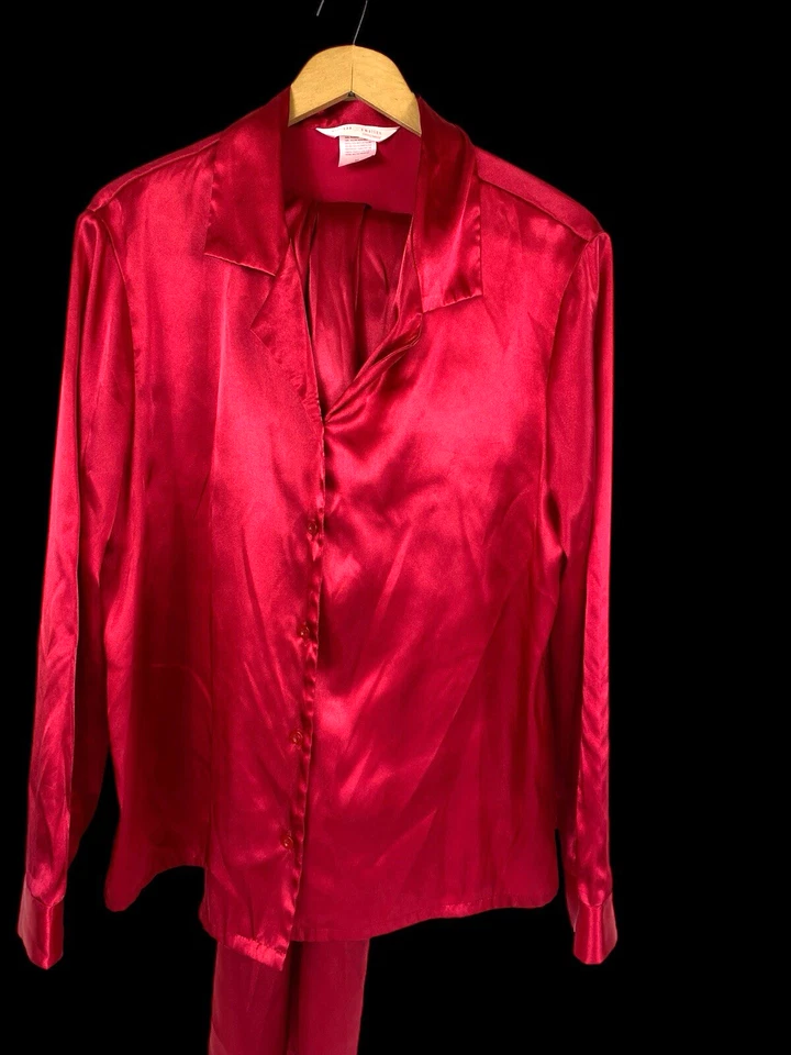 Conjunto de pijama Gilligan & O'Malley pijamas rojo satinado top y pantalones para mujer M silencioso lujo Foto 2 de 4