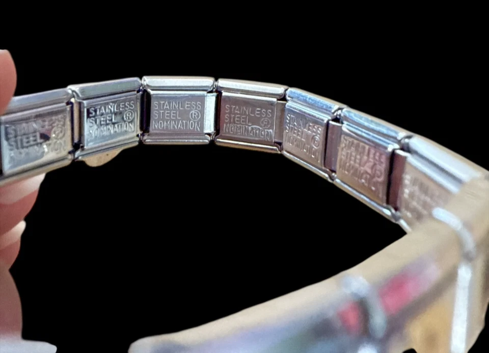 PULSERA ELÁSTICA NOMINACIÓN ITALIANA ACERO INOXIDABLE Ópalo, Oro, Detalle Turquesa Foto 3 de 4