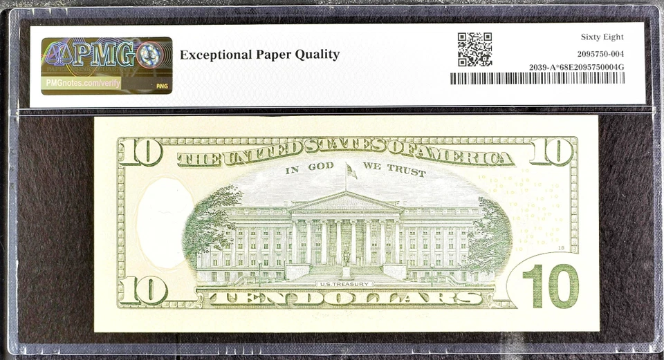 USA, 2004A, Federal Reserve Boston , $10, Star, PMG 68 EPQ , Fr#2039-A*, Top Pop - Image 4 of 4