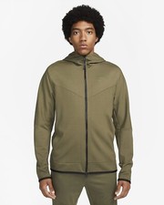 Size M Nike Sportswear Lightweight Tech Fleece Full Zip Hoodie Olive Green Army