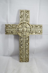 Wall Cross Distressed Gold Hearts and Scrolls Victorian ...