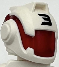 Lego New White Minifigure Headgear Helmet w/ Molded Trans-Red Visor Part