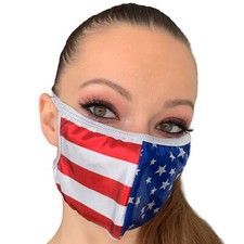 American Flag Face Mask Metallic Stars Stripes Patriotic USA 4th of July M109