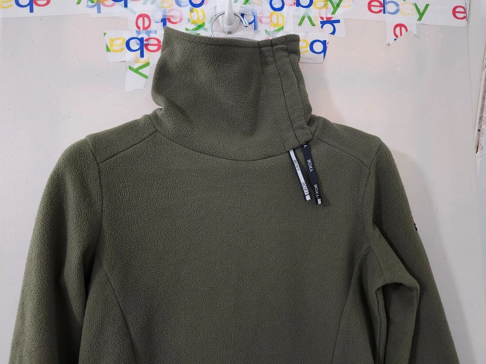 Sudadera Roxy Mujer M Oliva Deltine Polar Pullover Embudo Cuello Alto Exterior Foto 3 de 4