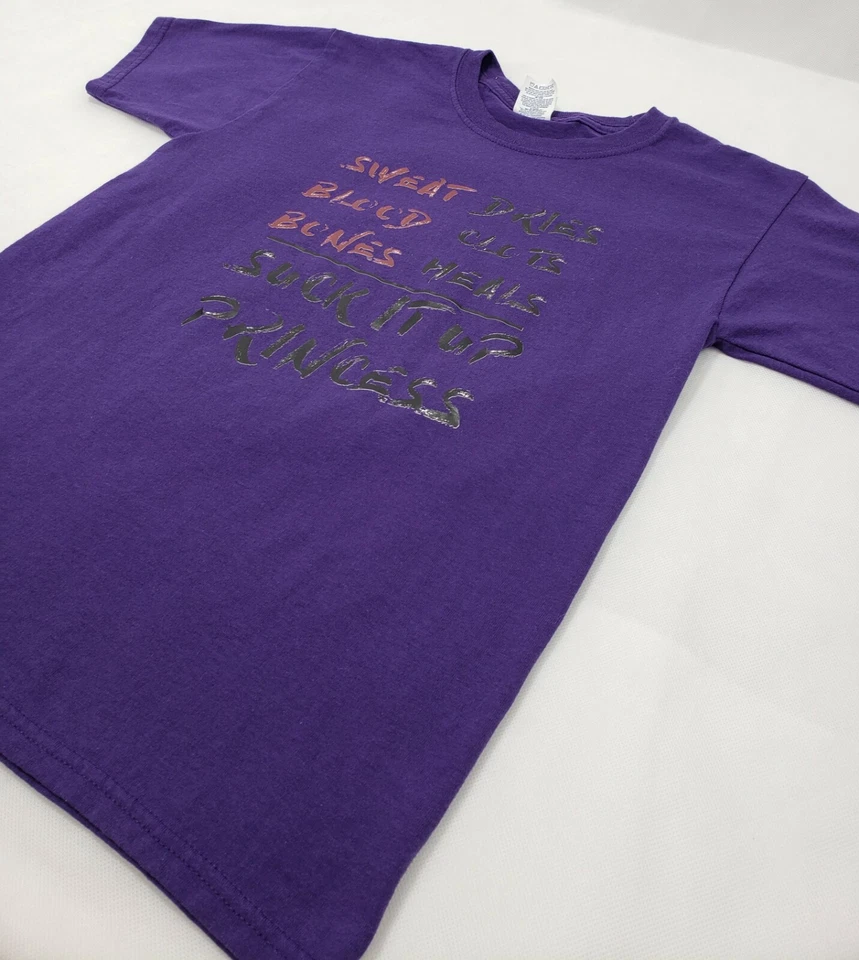 Camiseta Sweat Blood Bones Suck It Up Princesa Logo Púrpura Manga Corta Juvenil L Foto 4 de 4