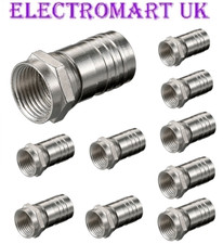 10 X F TYPE MALE PLUG CRIMP ON FOR RG6 CT100 COAX COAXIAL CABLE SKY VIRGIN
