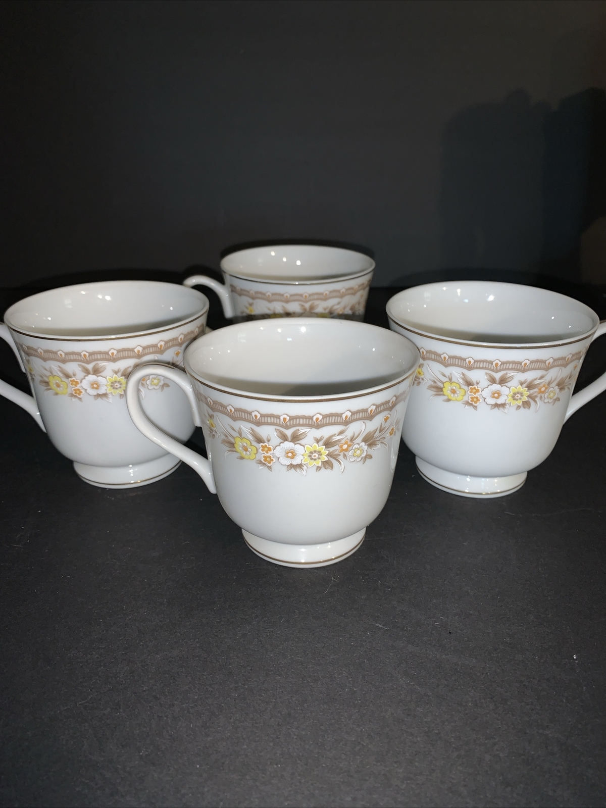 EKCO International Fine China Golden Autumn Tea Cup Floral Pattern Set Of 4 eBay