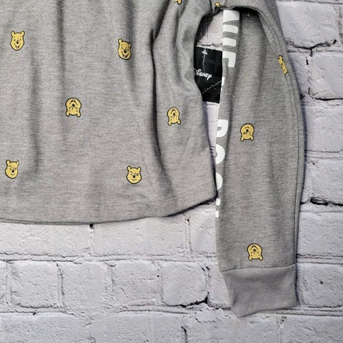 Disney Winnie The Pooh Motif Graphic Print Gray Fleece Lined Hoodie NWT Size M - Picture 4 of 10