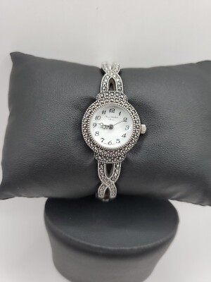Marcel Drucker Ladies Quartz Watch 17mm Round Silver Tone Cuff Bracelet  7