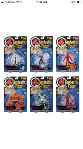2021 Hasbro Marvel Legends Retro Fantastic Four 6" Scale Action Figure Set of 6