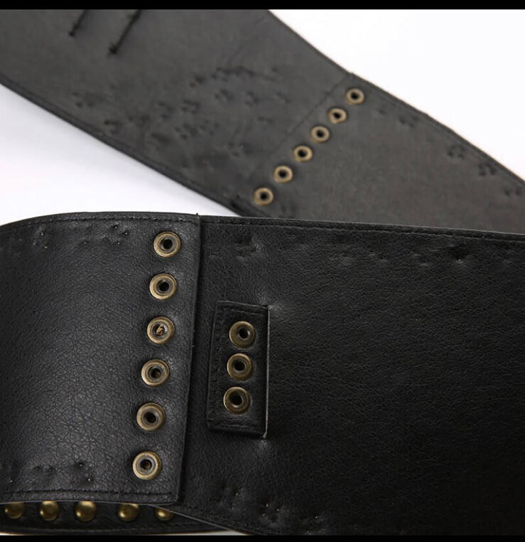 WIDE BELT BLACK CONCHO LEATHER STUDDED BUCKLE 2000S FAIRY CORE