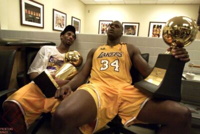 525305 SHAQUILLE O'NEAL KOBE BRYANT NBA BASKETBALL 36x24 WALL