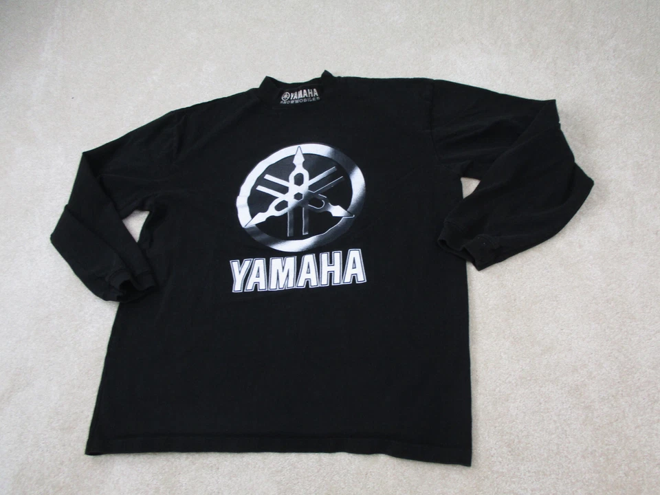 VINTAGE Yamaha Shirt Mens Extra Large Black Long Sleeve Snowmobiles Adult USA - Image 2 of 4