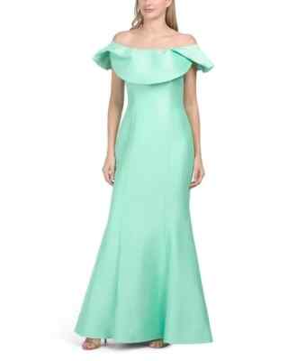 BADGLEY MISCHKA Mikado Folded High Neck Mermaid Gown (size 8)