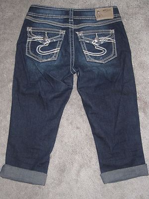 Jean Femme Silver Taille 27 - Modèle Suki, Coupe Capri/crop Délavé Foncé, Excellent état