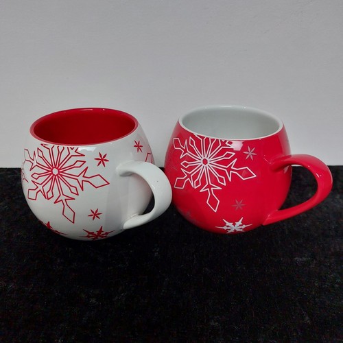 2 x CHRISTMAS Snowflake Coffee Mugs Red & White MASON CASH Lakeland eBay