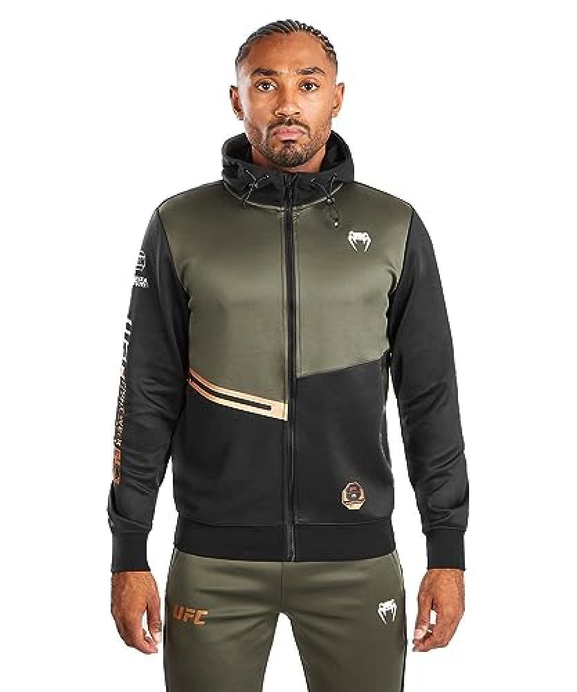 (TG. L) Venum UFC Adrenaline Men's Fight Week Zip Hoodie - Khaki/Bronze - L - NU