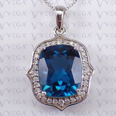 5.50ct Cushion Natural Topaz & Diamond Pendant 18k White Gold Plated No Chain