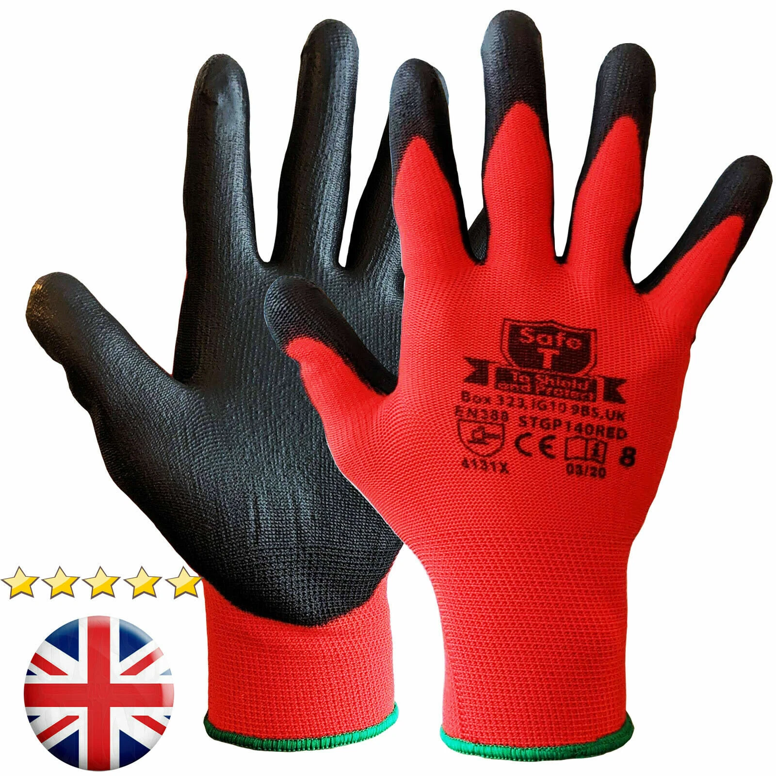 Gants de travail revêtus de nitrile palmier nylon constructeurs sécurité construction nitrotouch