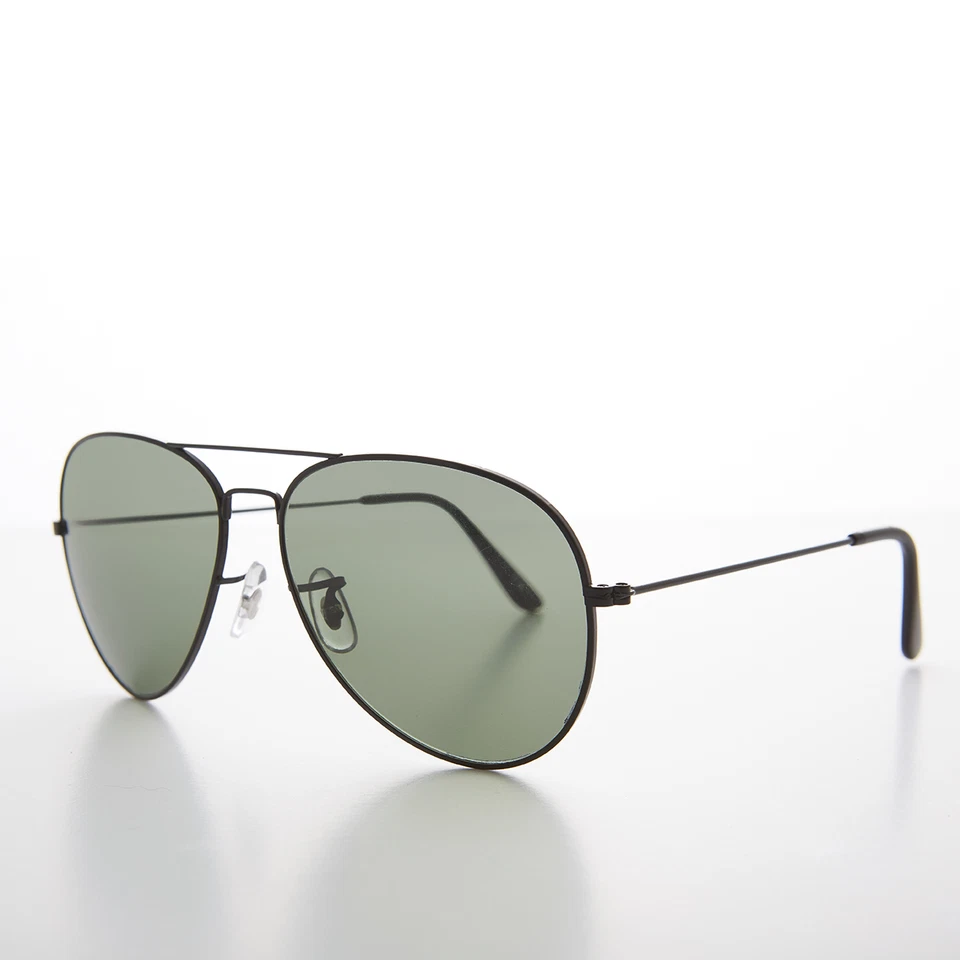 Black 60mm Teardrop Glass Lens Dead Stock Vintage Pilot Sunglass -Hughes - Image 2 of 3