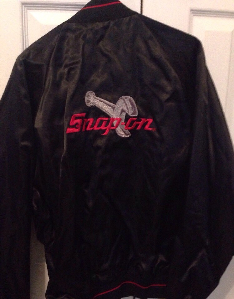 Snap On Tools Black Light Weight Jacket Size LARGE 80s Gem