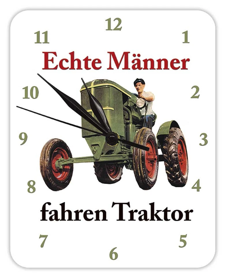 BLECHWAREN FABRIK BRAUNSCHWEIG GMBH Echte Männer fahren Traktor - Wanduhr aus Blech 20 x 25 cm KU18