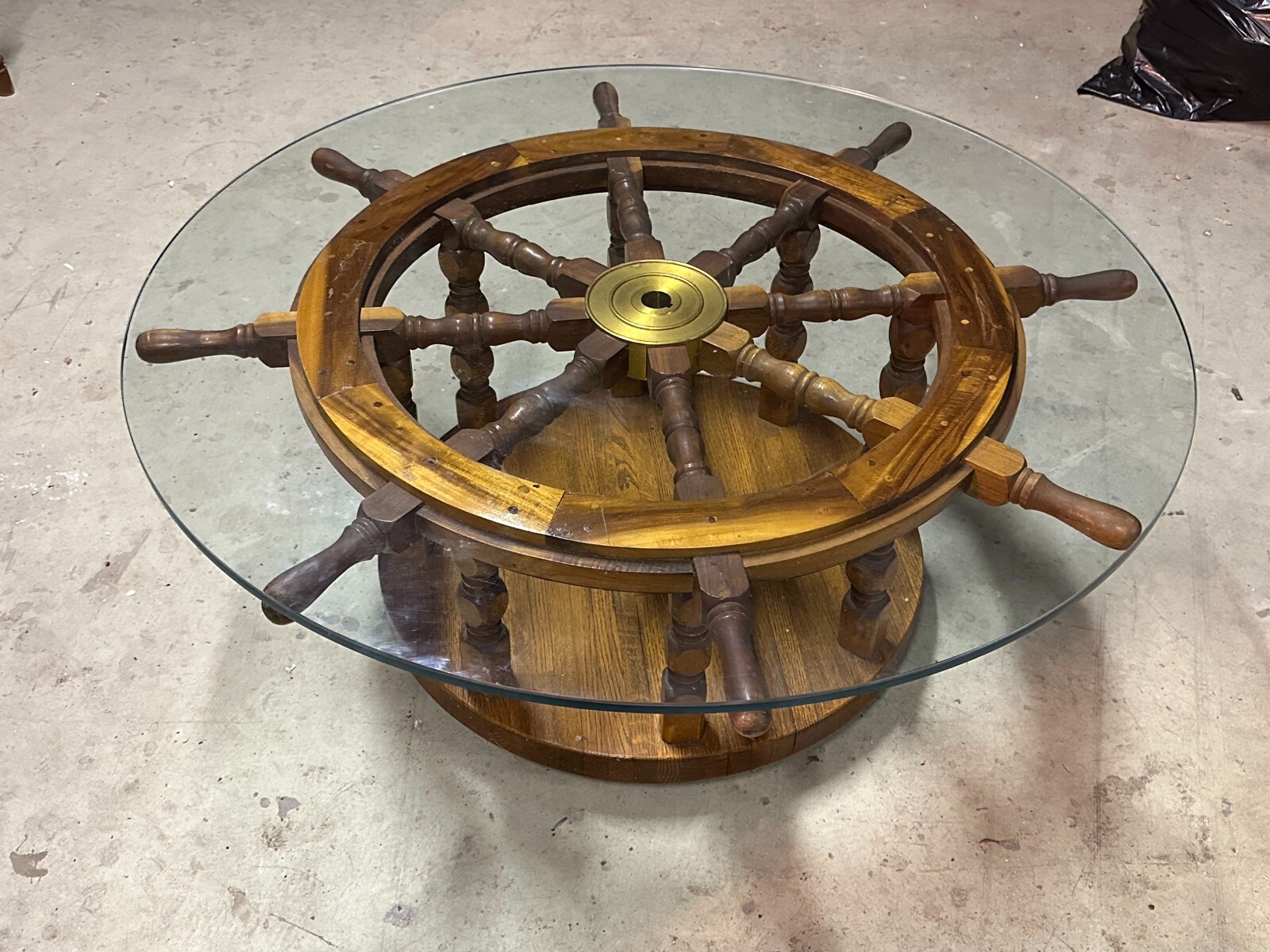 Ship's Wheel Coffee Table on casters with Glass Top eBay