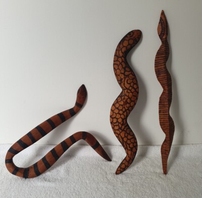  ️3 AUSTRALIAN ABORIGINAL POKERWORK SNAKES ADNYAMATHANHA SOUTH AUSTRALIA 