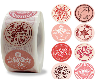 40 ELEGANT ROSE STICKERS ENVELOPE SEALS LABELS STICKERS 1'' ROUND FAST SHIPPING
