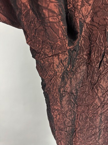 Vintage 90s Metallic Copper Brown Dress Pants 23x28 ACTUAL Crinkle Pleated Chic - Picture 4 of 10