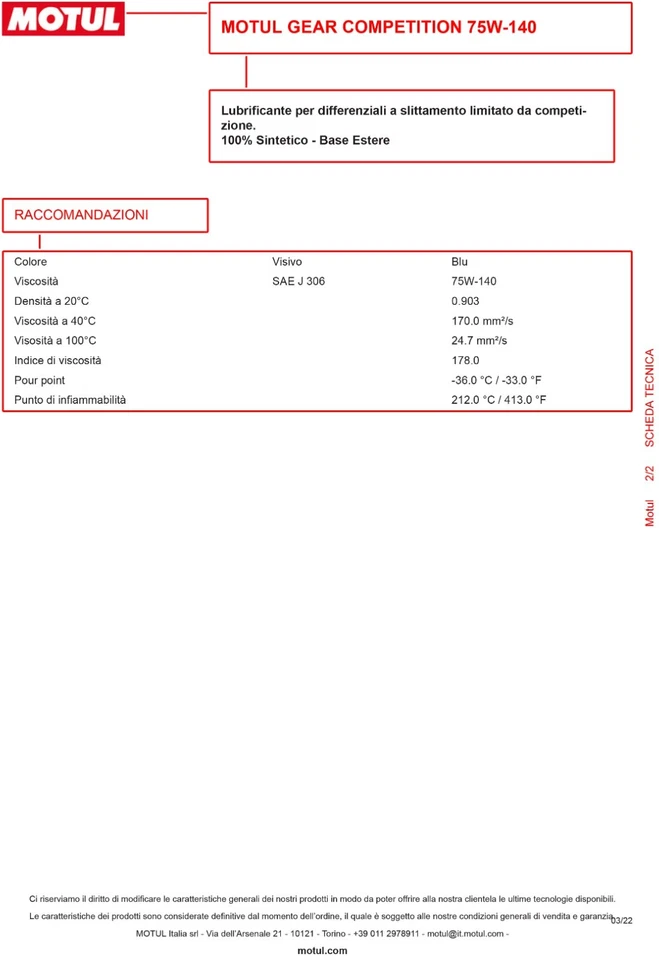 1L OLIO 75W-140 CARDANO CAMBIO MOTO BMW MOTUL GEAR COMPETITION 75W140 - Immagine 4 di 4