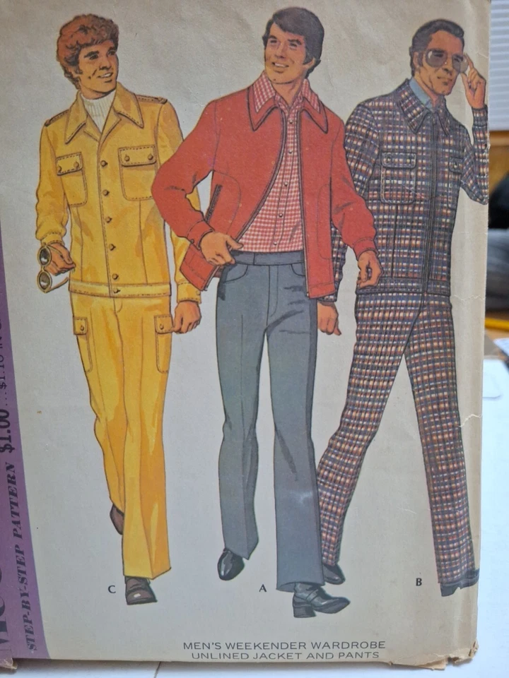 Jacket Pants Mens 40 McCalls 3440 Sewing Pattern VTG Cut Denim Jean Wool Knit - Image 2 of 4