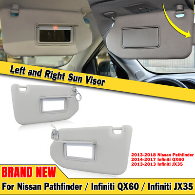 ILONPA Beige Passenger Right Side Sun Visor Replacement Compatible with Nissan Pathfinder 2013-2018, Infiniti QX60 2014-2017, JX35 2013 Replace