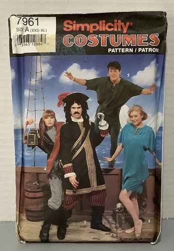 Simplicity Costumes Pattern 7961 Peter Pan Captain Hook Tinker Bell XXS-XL UNCUT