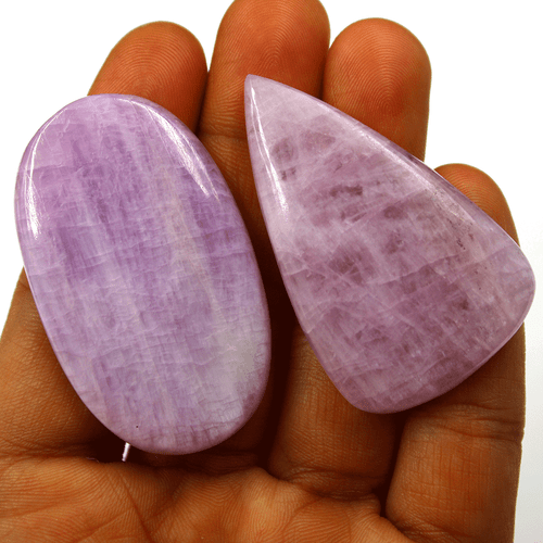2 Pcs Natural Kunzite Untreated 53.3mm-53.7mm Top Grade Cabochon Loose Gemstones - Picture 2 of 11