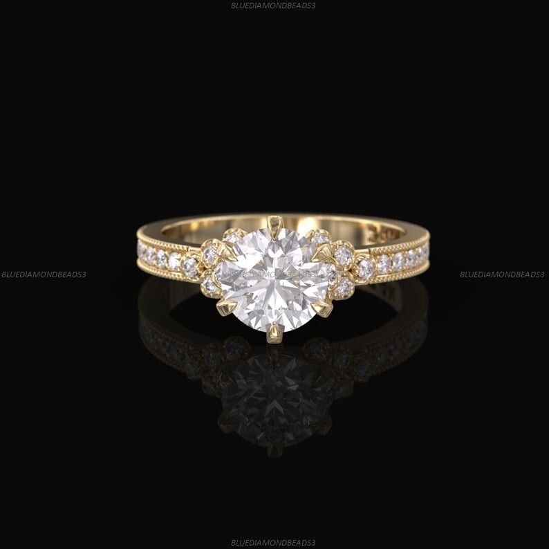 14k Gold Moissanite Diamond Engagement Ring Band for Women